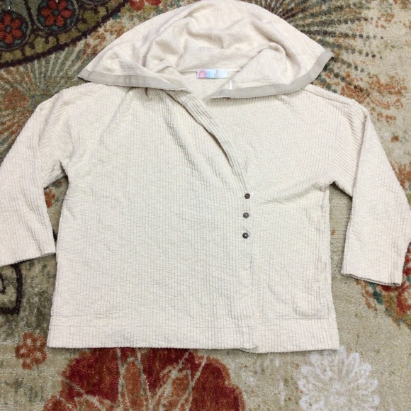 Free People Beach Knit Floppy Collar ribbed Jacket Sweater Cardigan XS - Picture 3 of 9